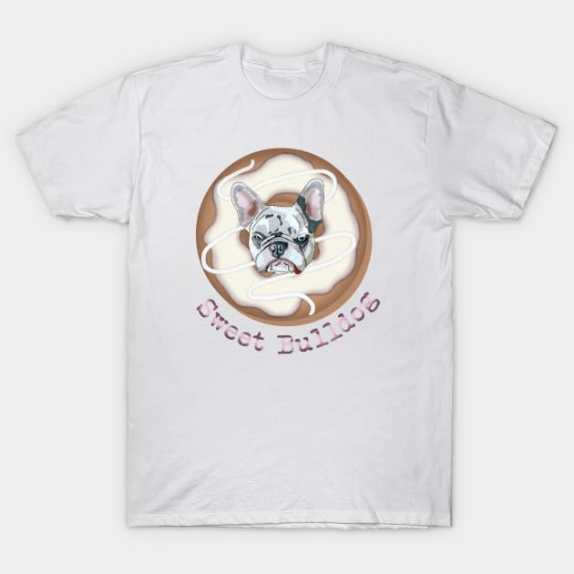 Sweet Bulldog and donut with white glaze T-Shirt by KateQR